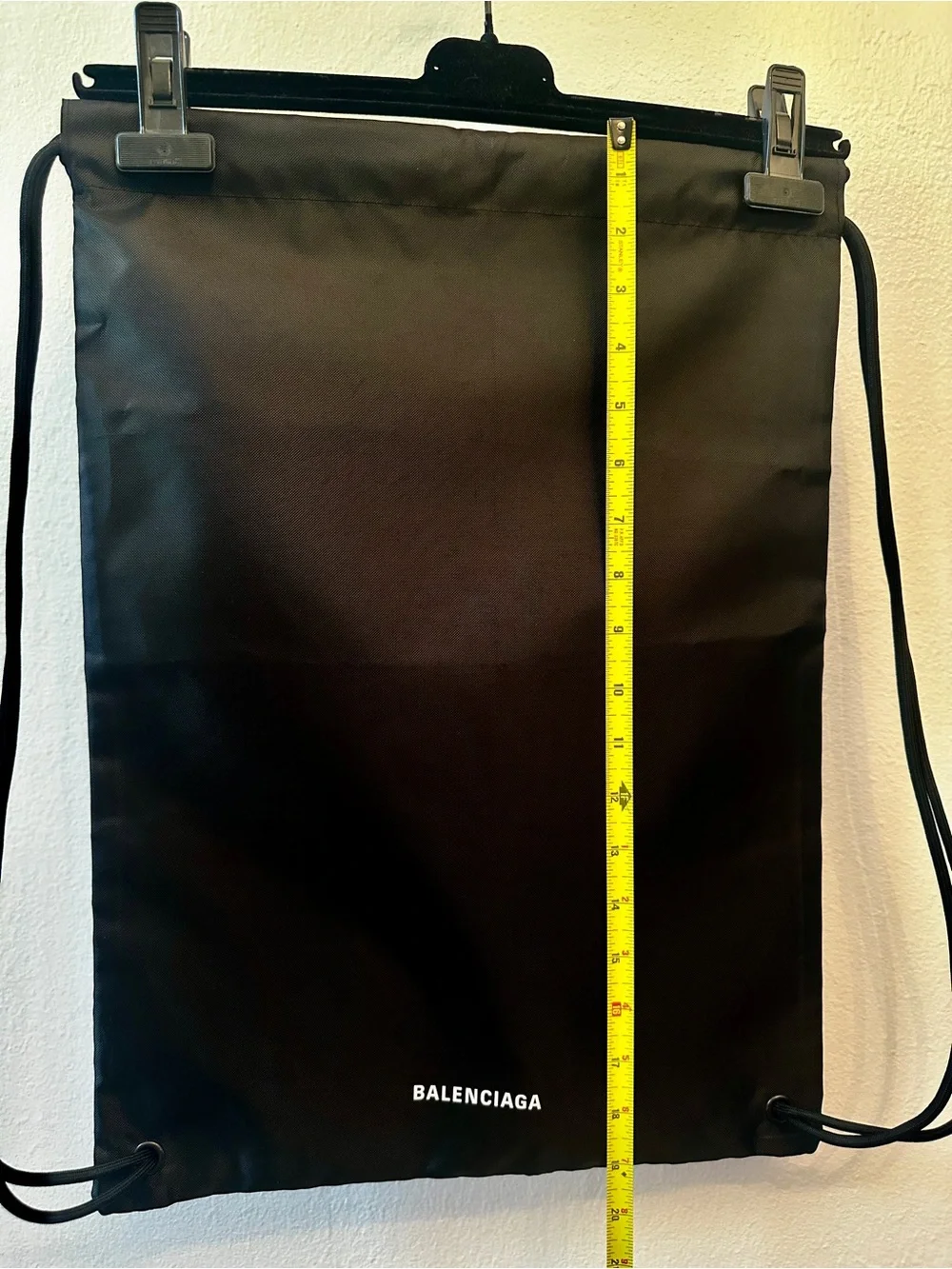 BALENCIAGA Black Drawstring Nylon Backpack Sack